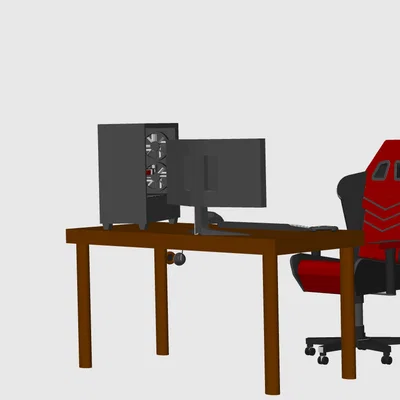 Mô hình bàn máy tính gaming Mini Gaming Setup in 3D cực chi tiết