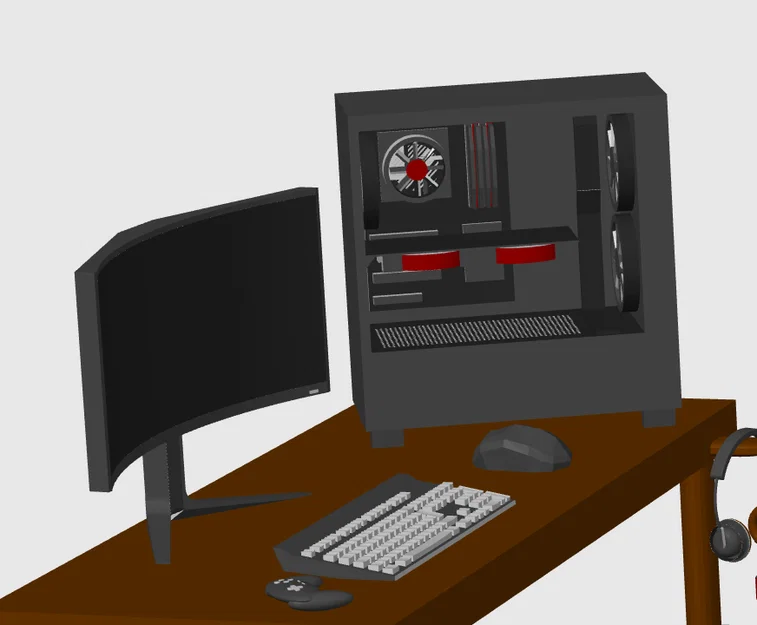 Mô hình bàn máy tính gaming Mini Gaming Setup in 3D cực chi tiết - Image 3