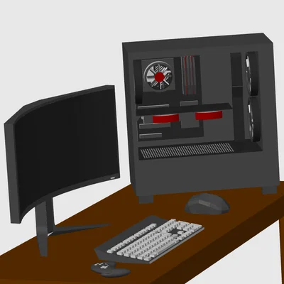 Mô hình bàn máy tính gaming Mini Gaming Setup in 3D cực chi tiết