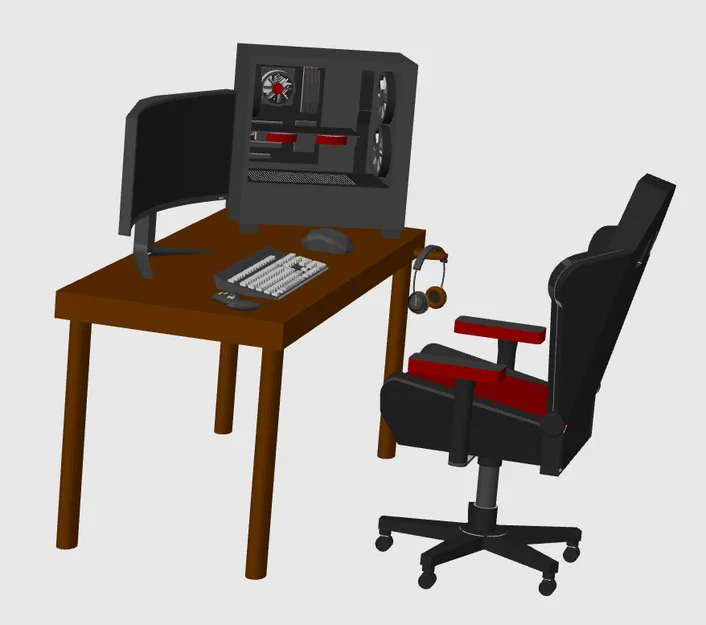 Mô hình bàn máy tính gaming Mini Gaming Setup in 3D cực chi tiết - Image 5