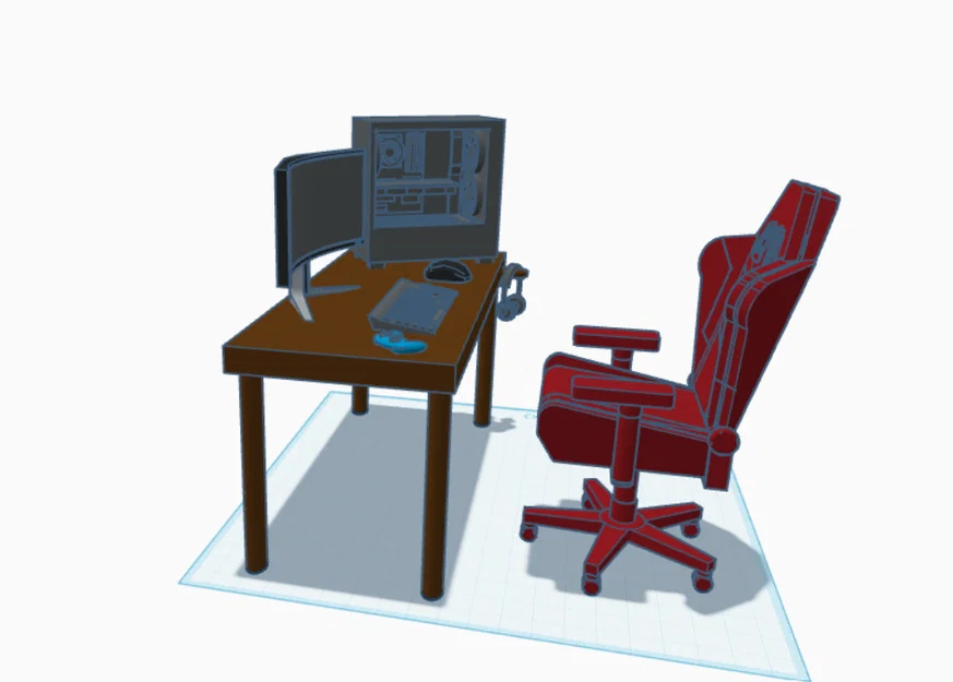 Mô hình bàn máy tính gaming Mini Gaming Setup in 3D cực chi tiết - Image 7