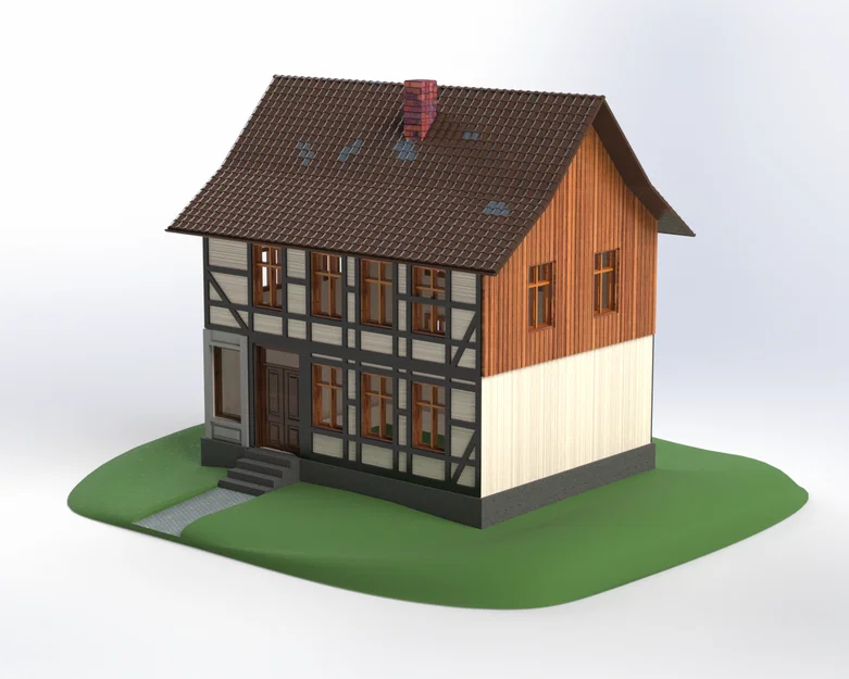 Nhà Fachwerk (Half-timbered house) tỉ lệ H0 - Phiên bản Redesign - Image 1