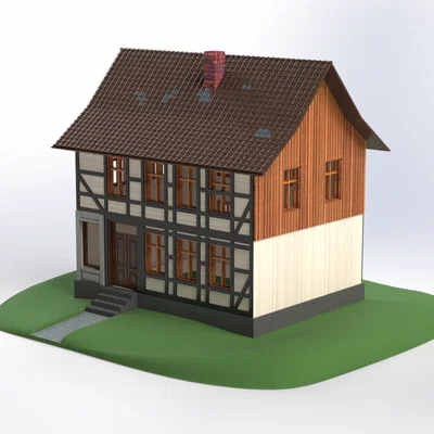 Nhà Fachwerk (Half-timbered house) tỉ lệ H0 - Phiên bản Redesign