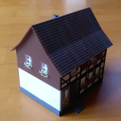 Nhà Fachwerk (Half-timbered house) tỉ lệ H0 - Phiên bản Redesign