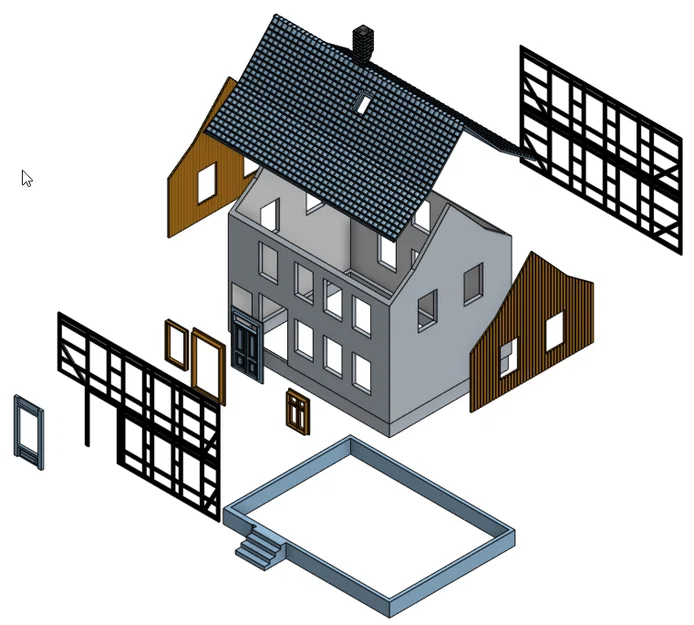 Nhà Fachwerk (Half-timbered house) tỉ lệ H0 - Phiên bản Redesign - Image 4