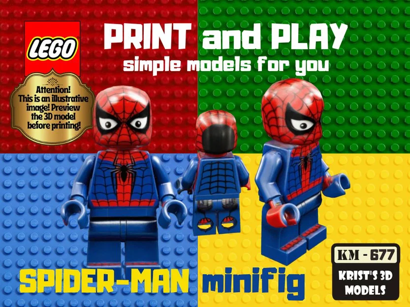 Mô hình nhân vật Spiderman phong cách LEGO để in 3D - Image 1