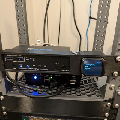 Khung gắn Rack 10 inch cho JetKVM + Bộ chuyển đổi EZCOO KVM hỗ trợ phím tắt