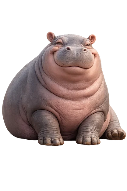 Mô hình chú hà mã mỉm cười đáng yêu - Tệp STL in 3D thú vị - Image 1