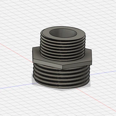 Đầu chuyển đổi ren ống nước 1 inch sang 3/4 inch in 3D