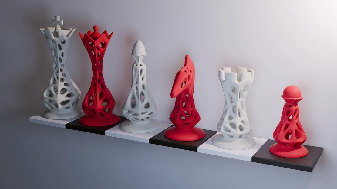 Bộ cờ vua thiết kế Voronoi Chess v.2 cực đẹp cho máy in 3D - Image 1