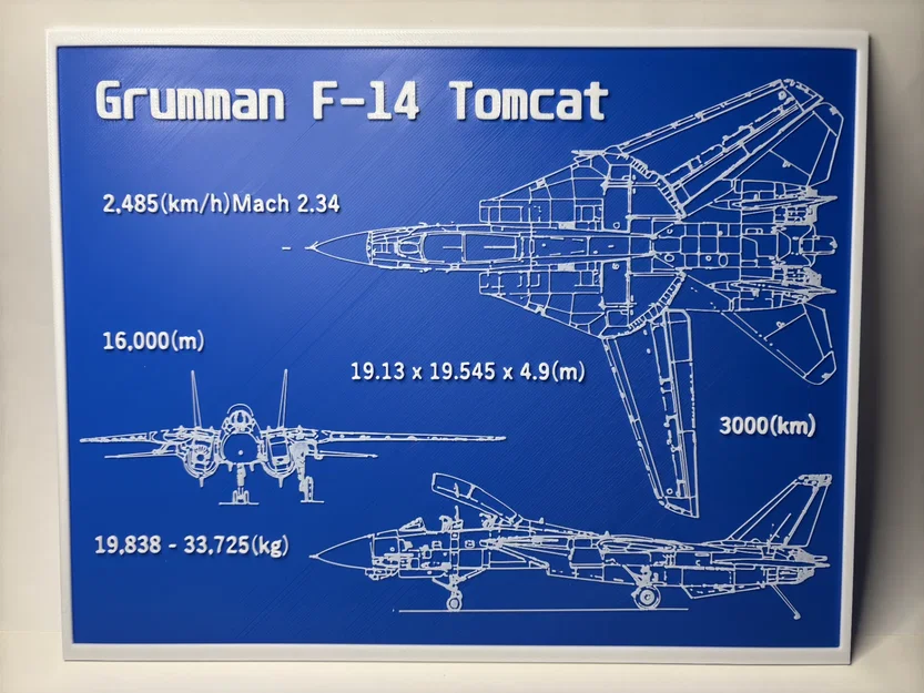 Mô hình bảng vẽ kỹ thuật 3D máy bay Grumman F-14 Tomcat - Image 1