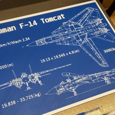 Mô hình bảng vẽ kỹ thuật 3D máy bay Grumman F-14 Tomcat