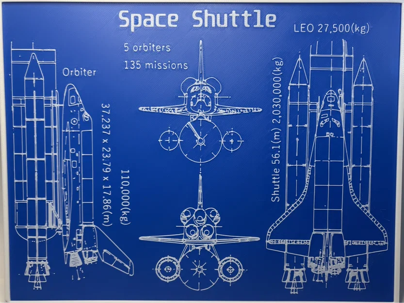 Mô hình tranh bản vẽ kỹ thuật tàu vũ trụ Space Shuttle 3D - Image 1