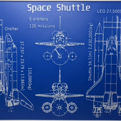 Mô hình tranh bản vẽ kỹ thuật tàu vũ trụ Space Shuttle 3D