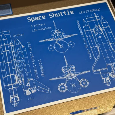 Mô hình tranh bản vẽ kỹ thuật tàu vũ trụ Space Shuttle 3D