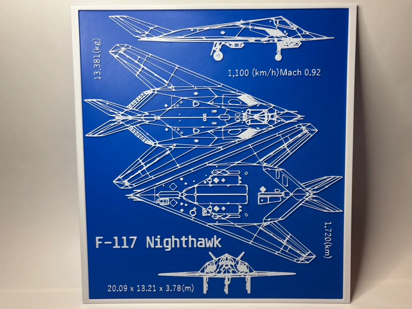 Bản vẽ kỹ thuật 3D F-117 Nighthawk - Mô hình tranh treo tường ấn tượng - Image 1