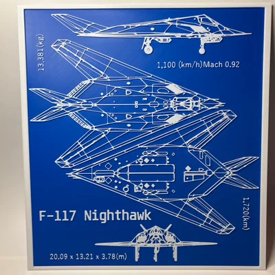 Bản vẽ kỹ thuật 3D F-117 Nighthawk - Mô hình tranh treo tường ấn tượng