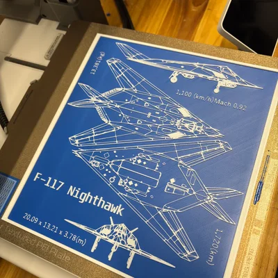 Bản vẽ kỹ thuật 3D F-117 Nighthawk - Mô hình tranh treo tường ấn tượng