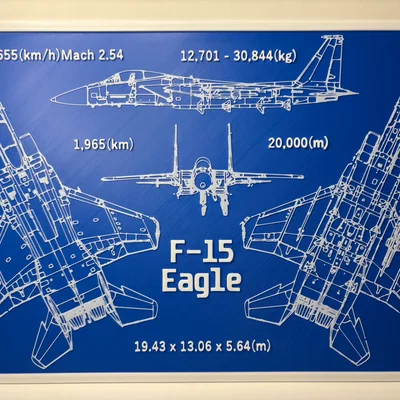 Mô hình in 3D bản vẽ kỹ thuật máy bay chiến đấu F-15 Eagle