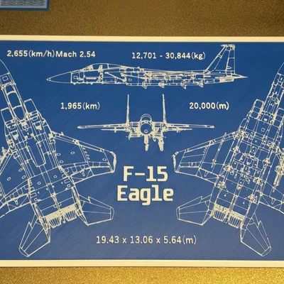 Mô hình in 3D bản vẽ kỹ thuật máy bay chiến đấu F-15 Eagle