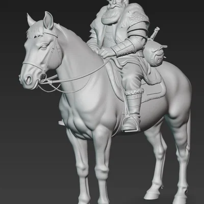 Mô hình kỵ sĩ trung cổ cưỡi ngựa (Traveler on Horseback) in 3D