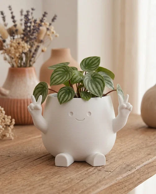 Chậu cây trang trí "Zuki" Peace Planter - Thiết kế dễ thương phong cách Kawaii - Image 1