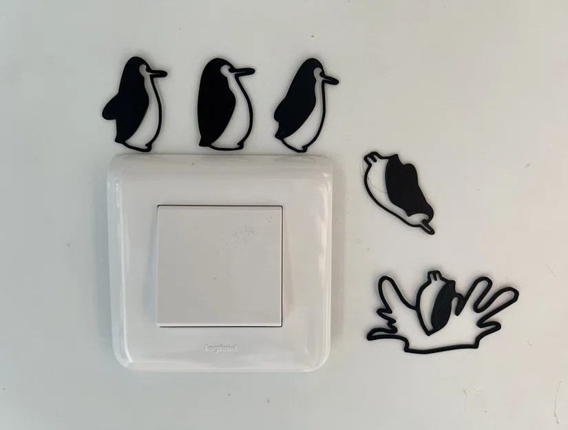 Trang trí công tắc đèn hình chim cánh cụt 3D (Wall Light Switch) - Image 1