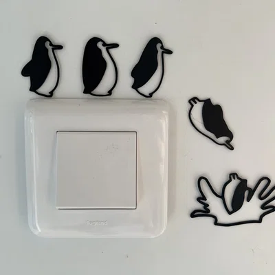 Trang trí công tắc đèn hình chim cánh cụt 3D (Wall Light Switch)