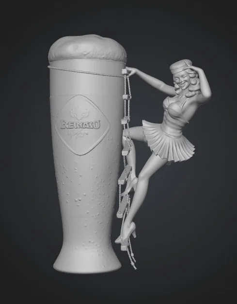 Mô hình 3D Pin-Up Girl bên ly bia độc đáo cho người sưu tầm - Image 1