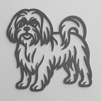 Mô hình tranh treo tường 2D hình chó Shih Tzu cực xinh