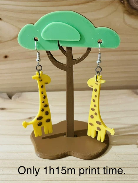 Bộ bông tai và kệ trưng bày Hươu cao cổ xinh xắn - Sẵn sàng làm quà tặng - Image 1