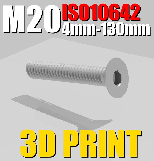 ISO10642 M20 | 2mm-130mm | File STL Ốc Vít | Tối ưu cho in 3D - Image 1