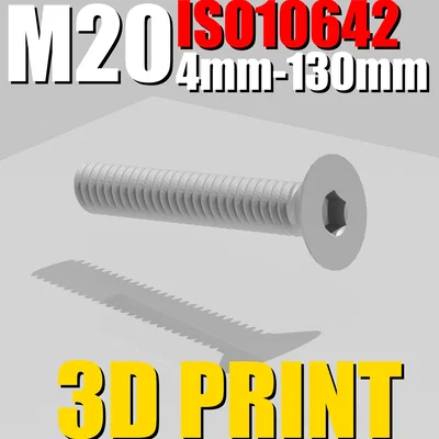 ISO10642 M20 | 2mm-130mm | File STL Ốc Vít | Tối ưu cho in 3D