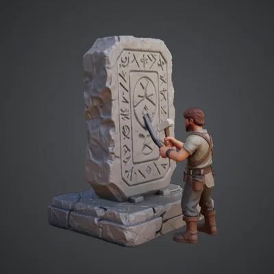 Cảnh Thợ Điêu Khắc Đá Cổ (Runestone Carver) – Người Lùn Chạm Khắc Đá