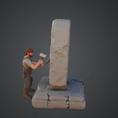 Cảnh Thợ Điêu Khắc Đá Cổ (Runestone Carver) – Người Lùn Chạm Khắc Đá