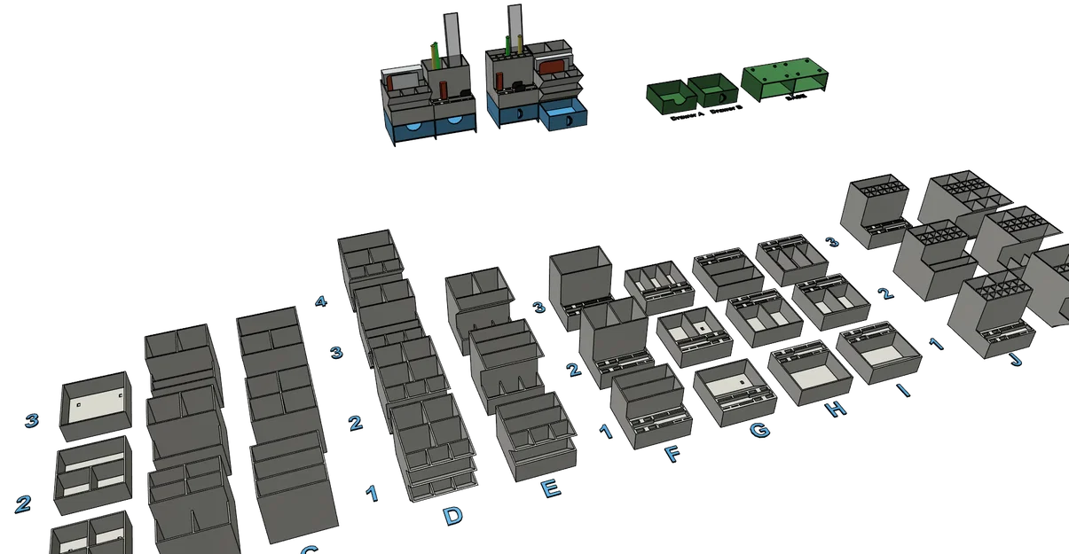 Bộ khay đựng đồ dùng văn phòng, ống cắm bút để bàn, in 3D dễ dàng không cần support - Image 1
