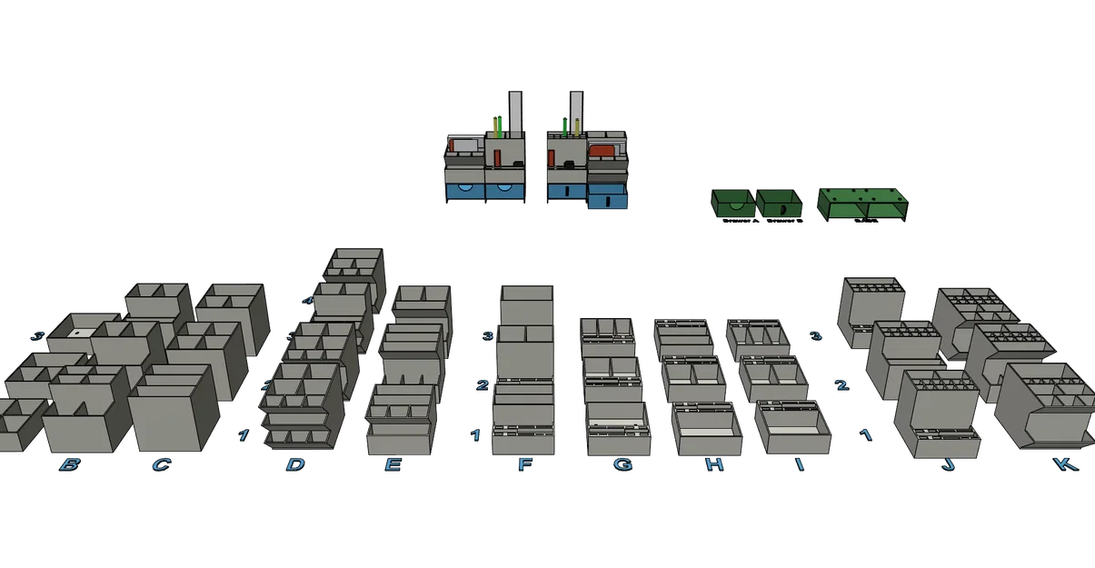 Bộ khay đựng đồ dùng văn phòng, ống cắm bút để bàn, in 3D dễ dàng không cần support - Image 3