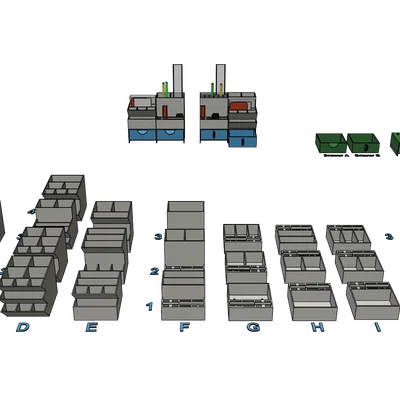 Bộ khay đựng đồ dùng văn phòng, ống cắm bút để bàn, in 3D dễ dàng không cần support