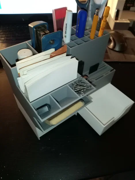 Bộ khay đựng đồ dùng văn phòng, ống cắm bút để bàn, in 3D dễ dàng không cần support - Image 4