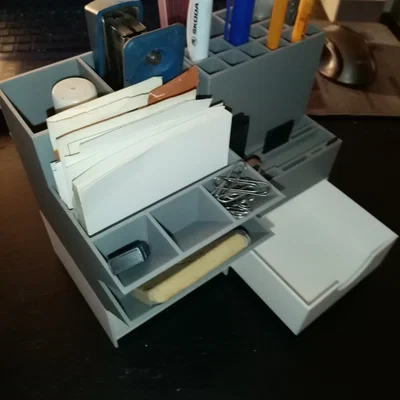 Bộ khay đựng đồ dùng văn phòng, ống cắm bút để bàn, in 3D dễ dàng không cần support