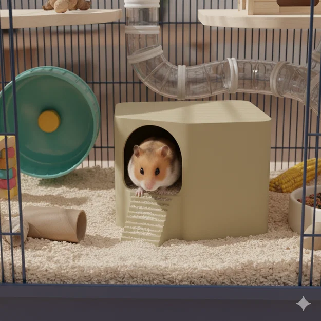 Bồn tắm cát lục giác có nắp cho Hamster - Image 1