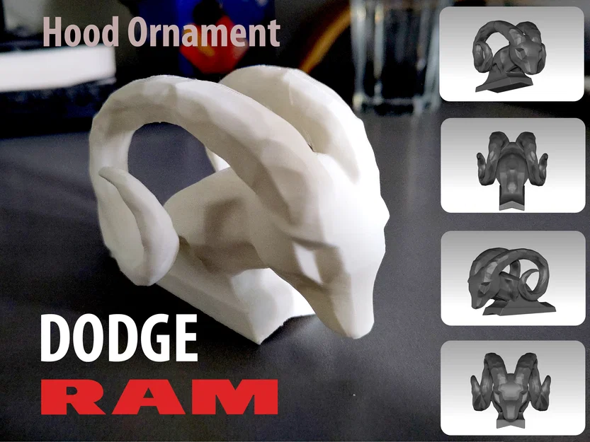 Tượng trang trí đầu dê Dodge RAM in 3D phong cách mạnh mẽ - Image 1