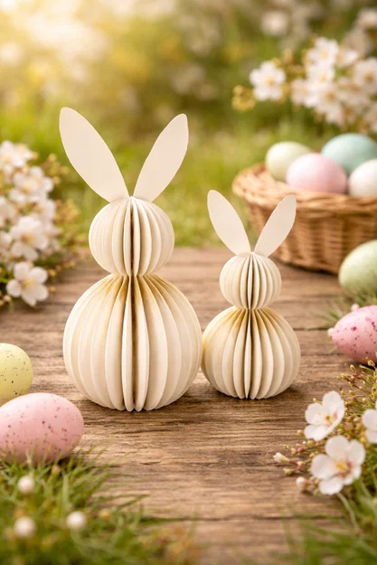 Mô hình chú thỏ sọc 3D decor trang trí lễ Phục sinh cực xinh - Image 1