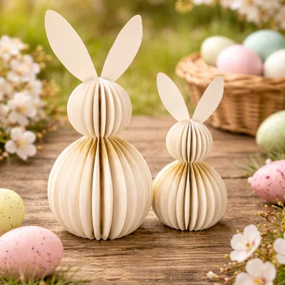 Mô hình chú thỏ sọc 3D decor trang trí lễ Phục sinh cực xinh