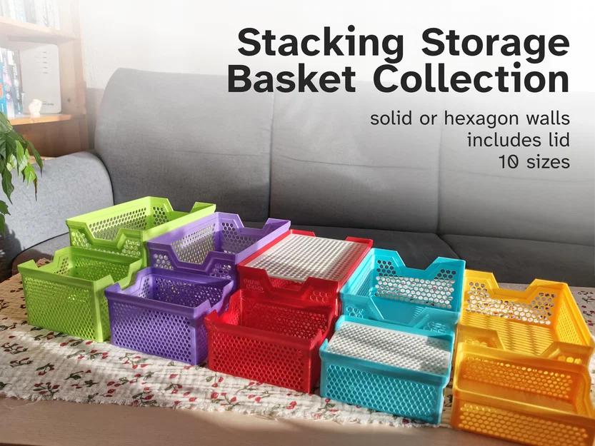 Bộ sưu tập giỏ lưu trữ xếp chồng (10 kích thước) - Image 1