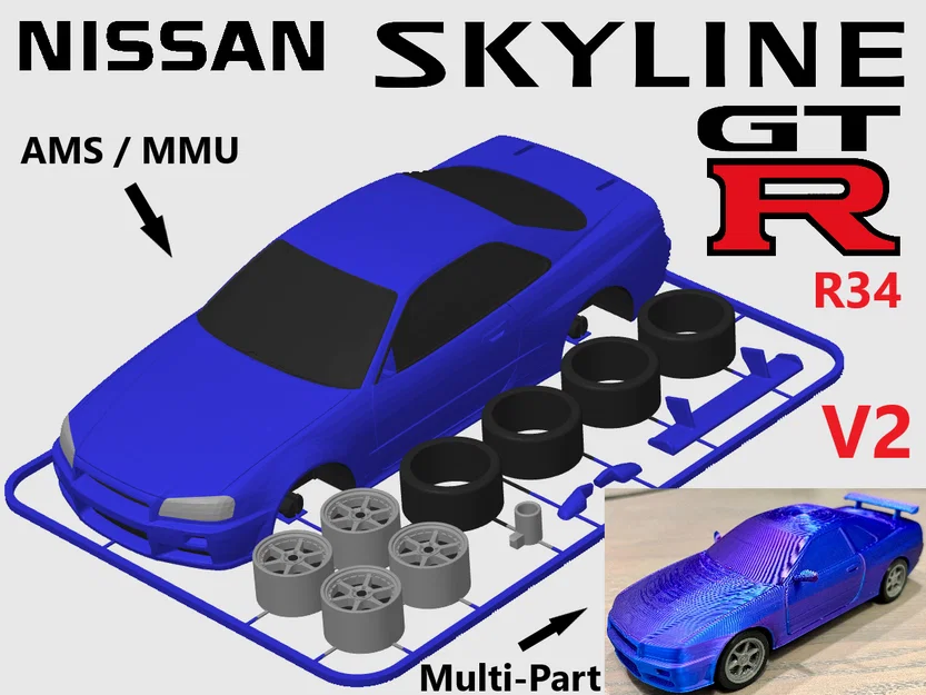 Nissan Skyline GTR R34 Kit Card - Mô hình lắp ráp dạng thẻ độc đáo - Image 1