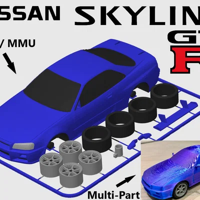Nissan Skyline GTR R34 Kit Card - Mô hình lắp ráp dạng thẻ độc đáo
