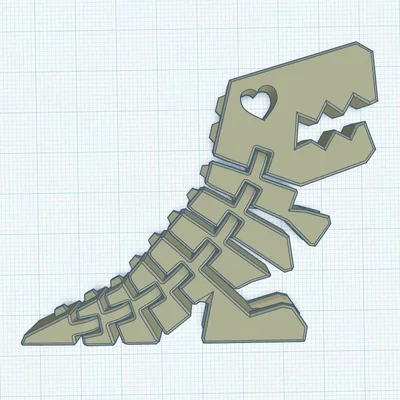 Mô hình khủng long Flexi Rexi mắt hình trái tim in 3D dễ thương