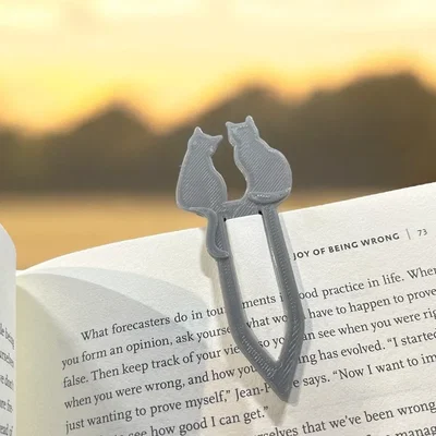 Mẫu in 3D kẹp sách hình đôi mèo dễ thương cho người yêu sách