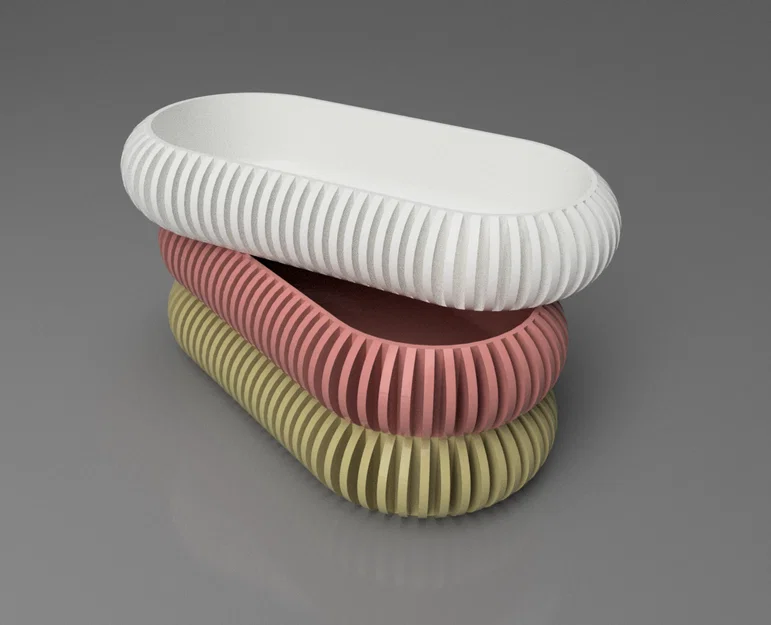 Khay Đựng Đồ Đa Năng (Catch All Tray) Thiết Kế Sọc Hiện Đại Dễ In 3D - Image 1